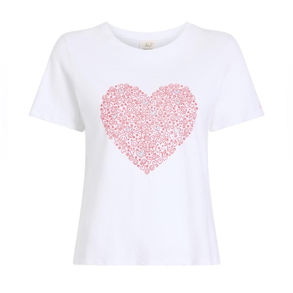 Cinq a sept Rhinestone Doodle Heart Shrunken Tee View 4